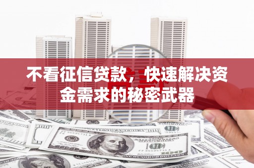 金平不看征信贷款，快速解决资金需求的秘密武器