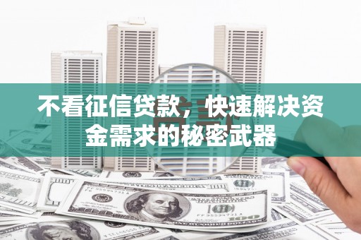 金平不看征信贷款，快速解决资金需求的秘密武器